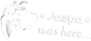 Sketch of Jaspa in white with the text 'Jaspa was here'